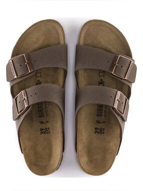NWOT Birkenstock Womens Arizona Birkibuc Sandal, Mocha, EU 39/US 8, Narrow Width